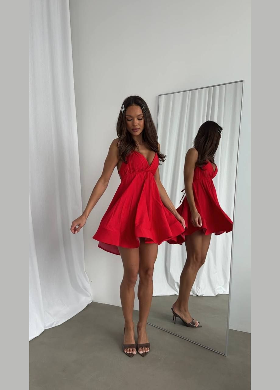 Червона повсякденний сукня жіноча з відкритою спиною Україна однотонна