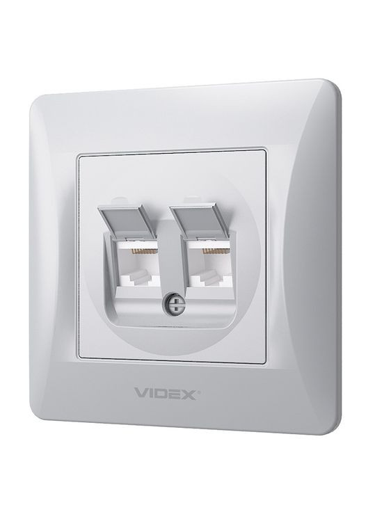 Подвійна комп'ютерна розетка CAT6 BINERA VF-BNSK2PC6-SS срібляста Videx (282312955)