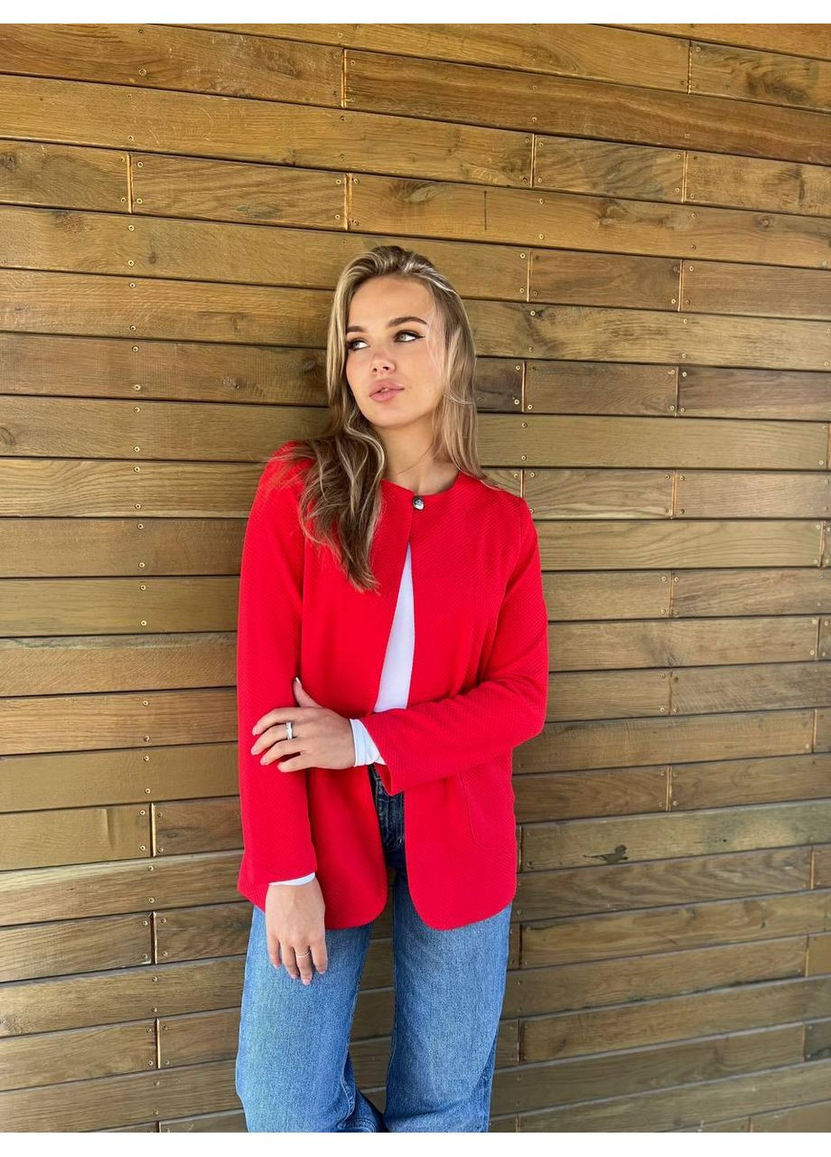 Цветной женский жакет кардиган арт.22, красный KHAN - всесезон