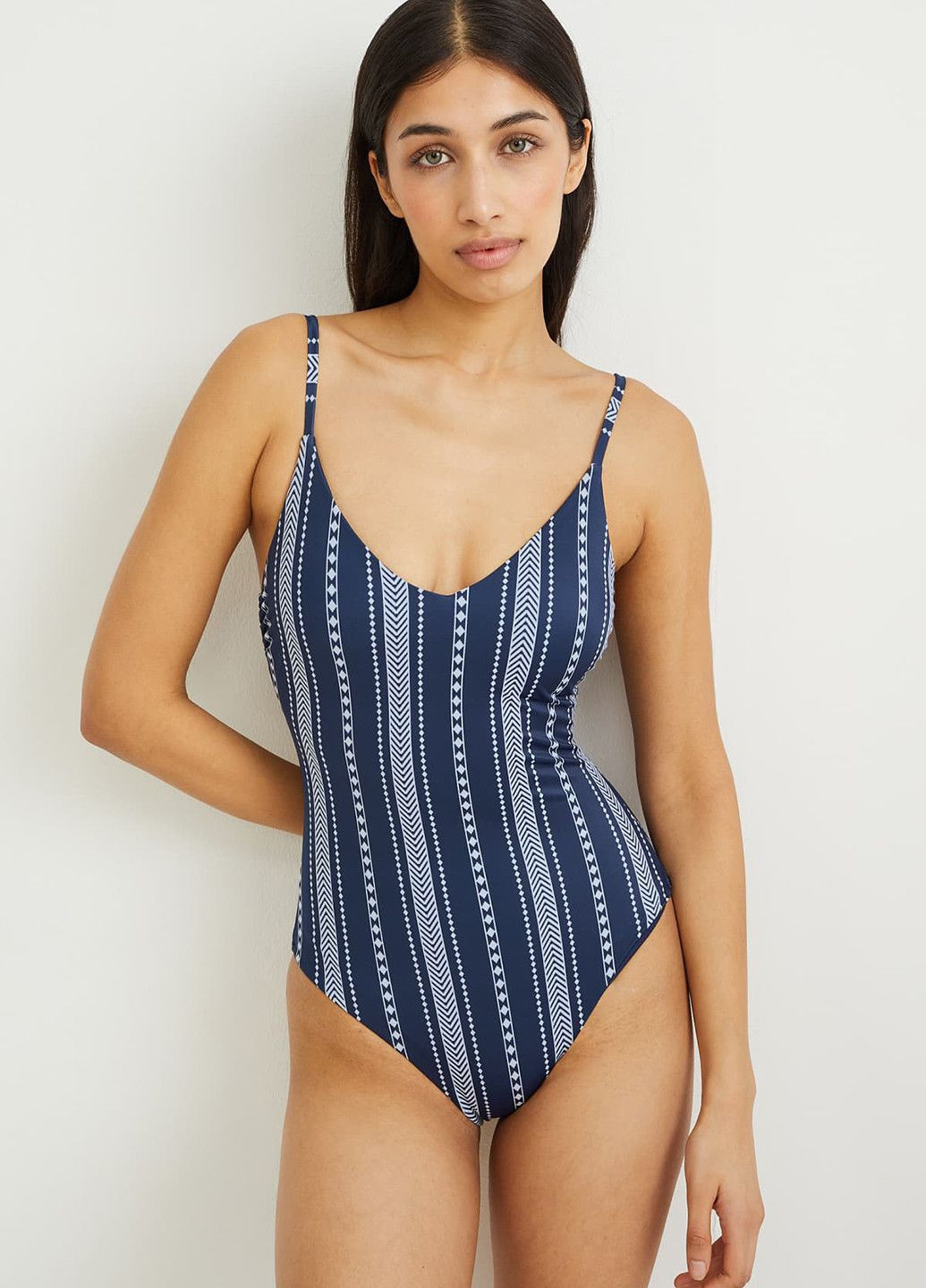 Комбинированный красивый сплошной купальник слитный C&A