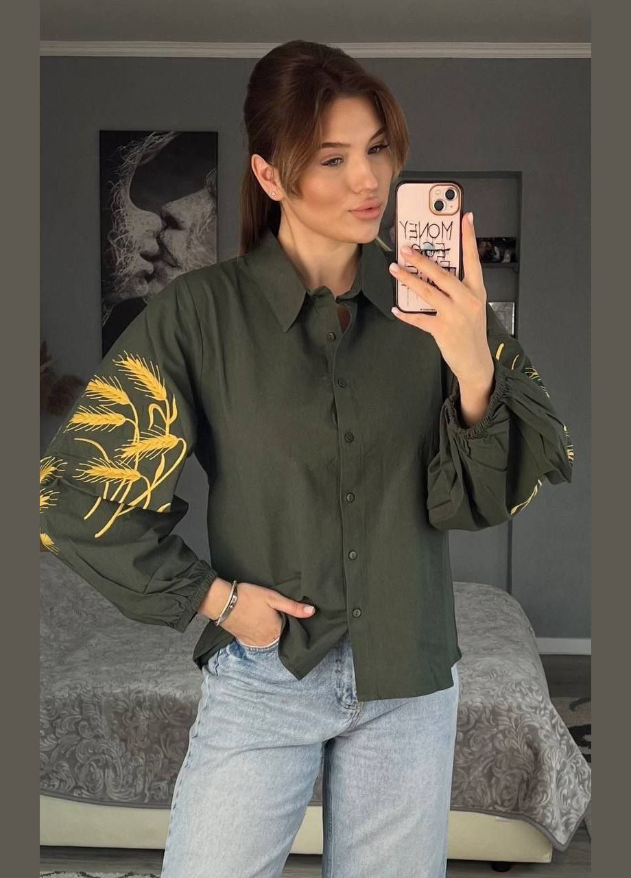 Жіноча вишиванка Колоски зелена ESQ 5071 (303898948)