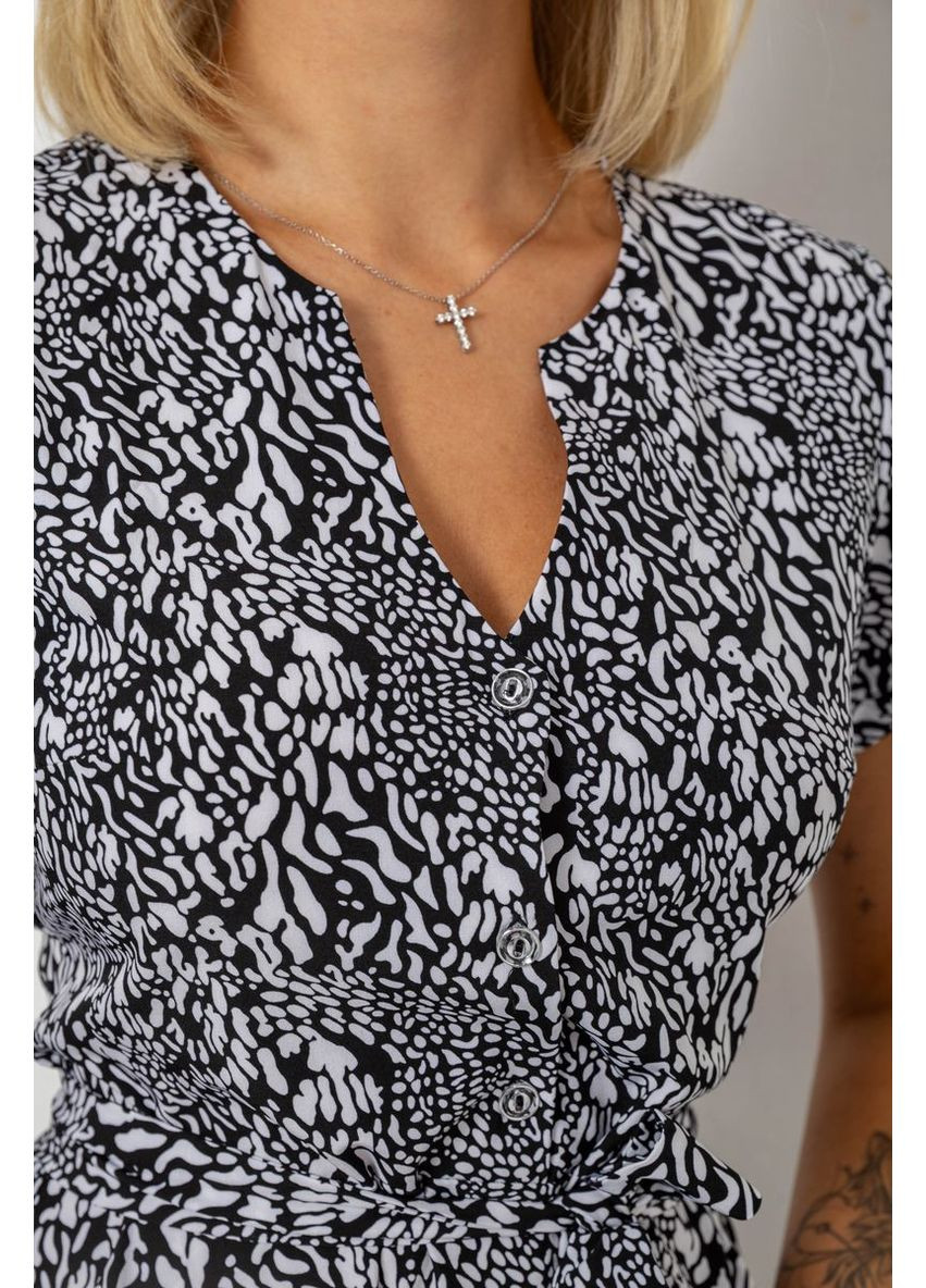 Черное платье софт с принтом, 230r0032-4 Ager