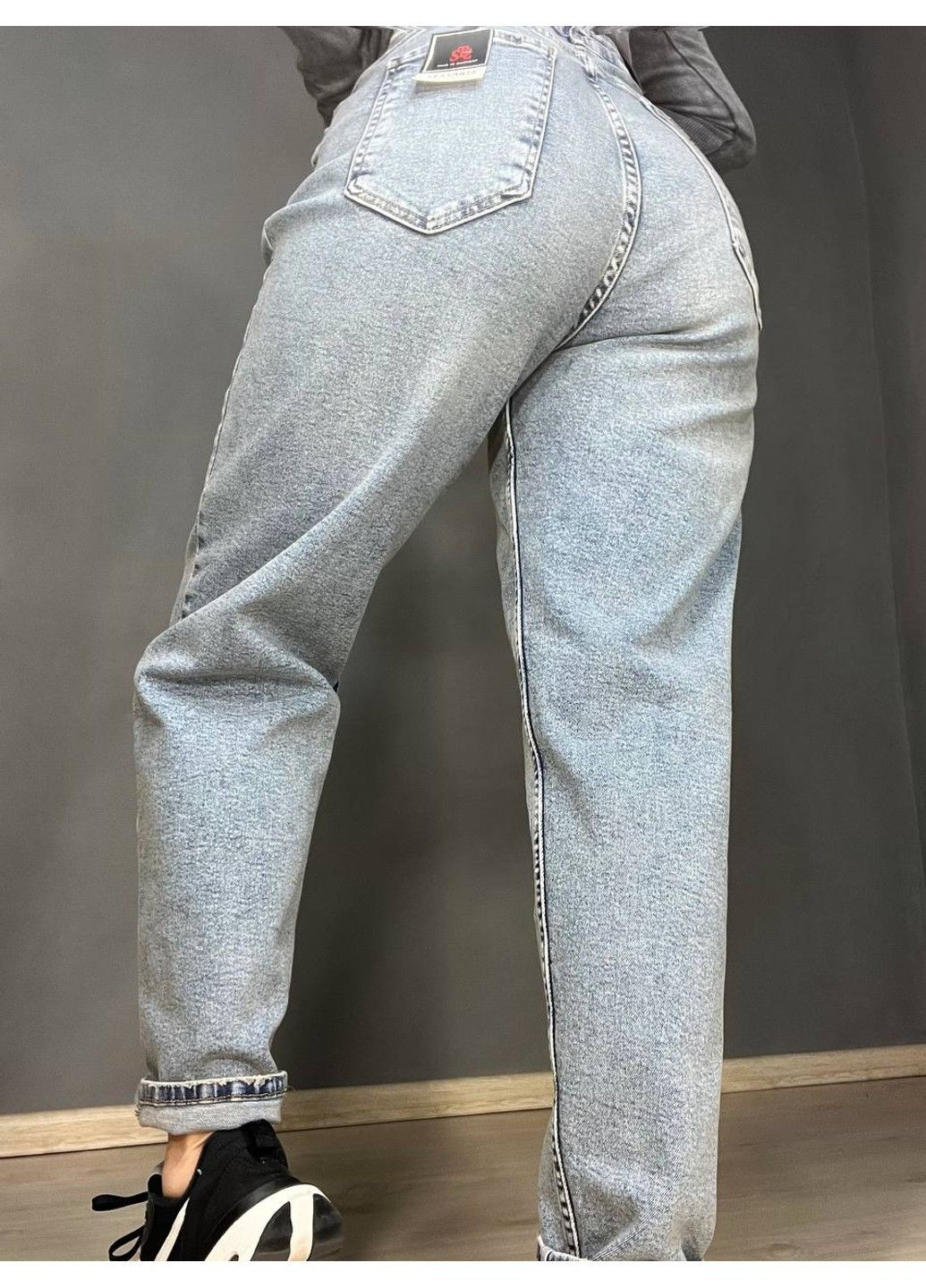 Джинси жіночі 16483 МОМ jeans relax стрейчеві комфорт великі розміри блакитні Sessanta - (322665370)