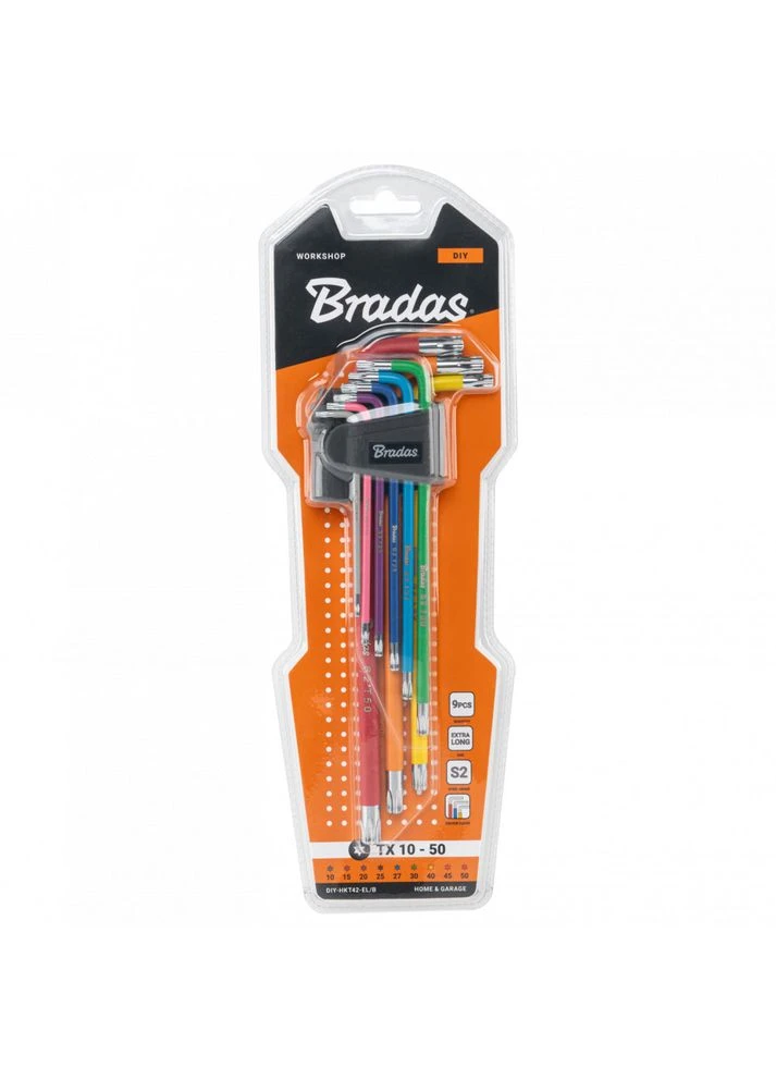 Набір ключів TORX TX 10-50 9 шт подовжені () Bradas DIY-HKT42-EL/B (380874448)