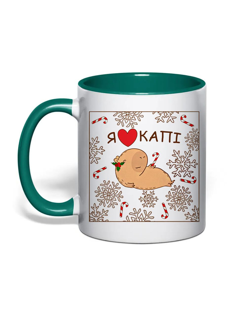 Чашка з печаткою "Я люблю капі" 330 мл (колір темно-зелений) (35670) No Brand (373297208)
