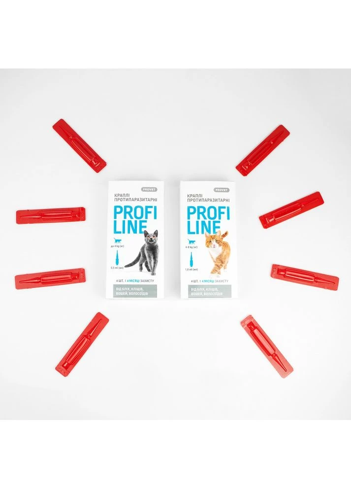 Краплі для котів Provet інсектоакарицид 4-8 кг 4 піпетки по 1 мл ProfiLine (395730327)