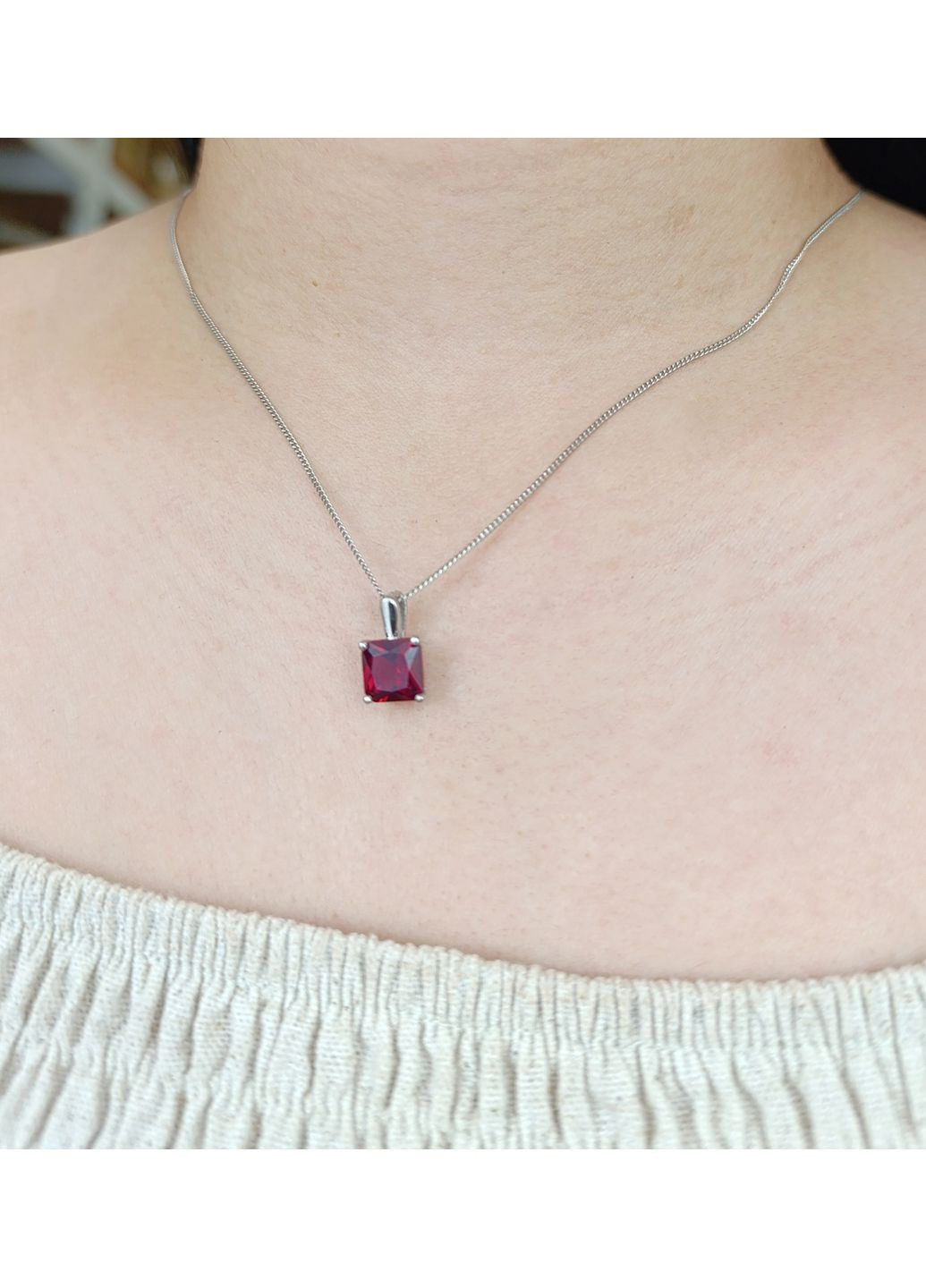 Срібне кольє з гранатом "Nano" ПК104/с No Brand Кольє (356180656)