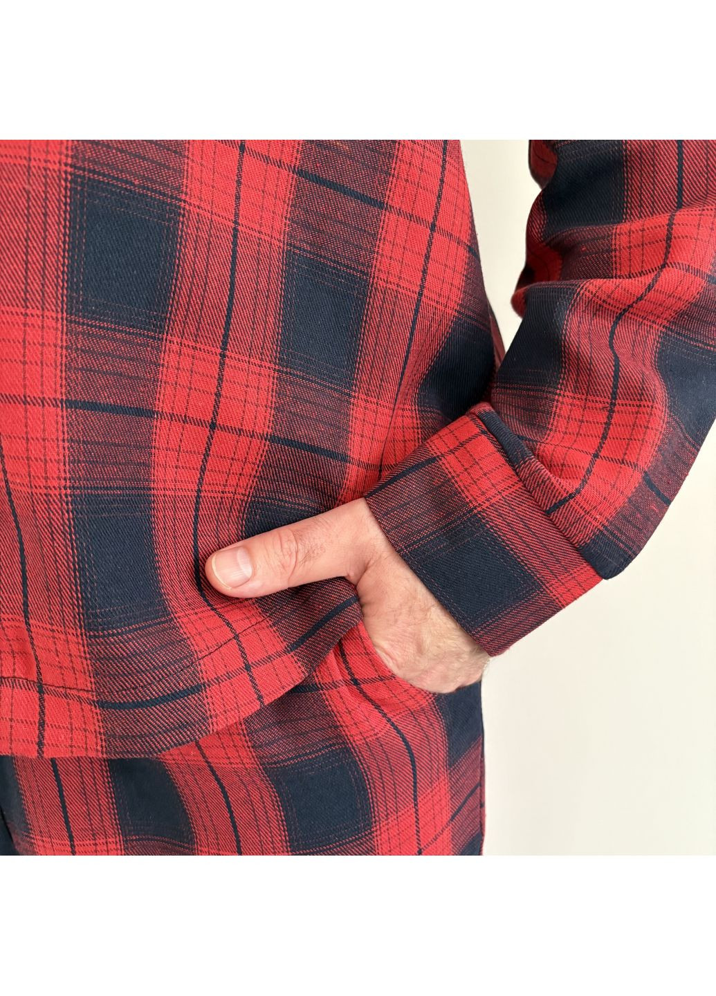 Піжама (сорочка+штани) чоловіча тепла Фланель червоно-синя Клітинка F221P Cosy (370281513)