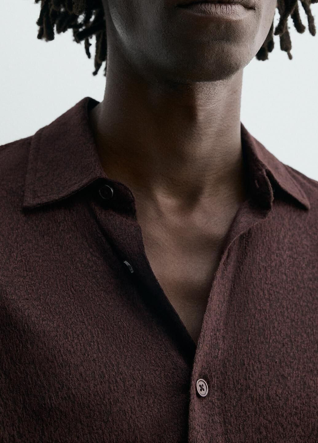 Темно-бордовая рубашка однотонная Zara