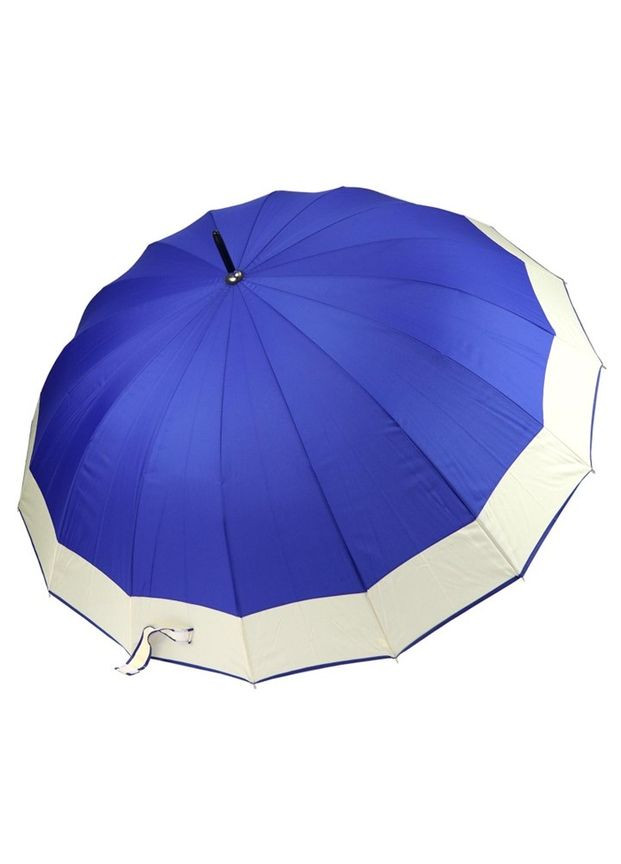 Синий зонт-трость женский zilner zil-203 полуавтомат на 16 спиц с бежевой каймой синий большой система антиветер (281474290)