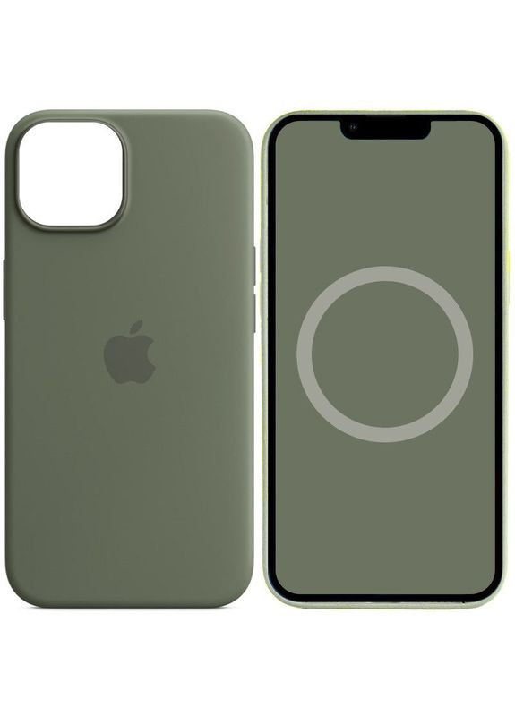 Чохол Silicone case (AAA) з Magsafe та анімацією для Apple iPhone 14 (6.1") Оливковий Epik (372499208)