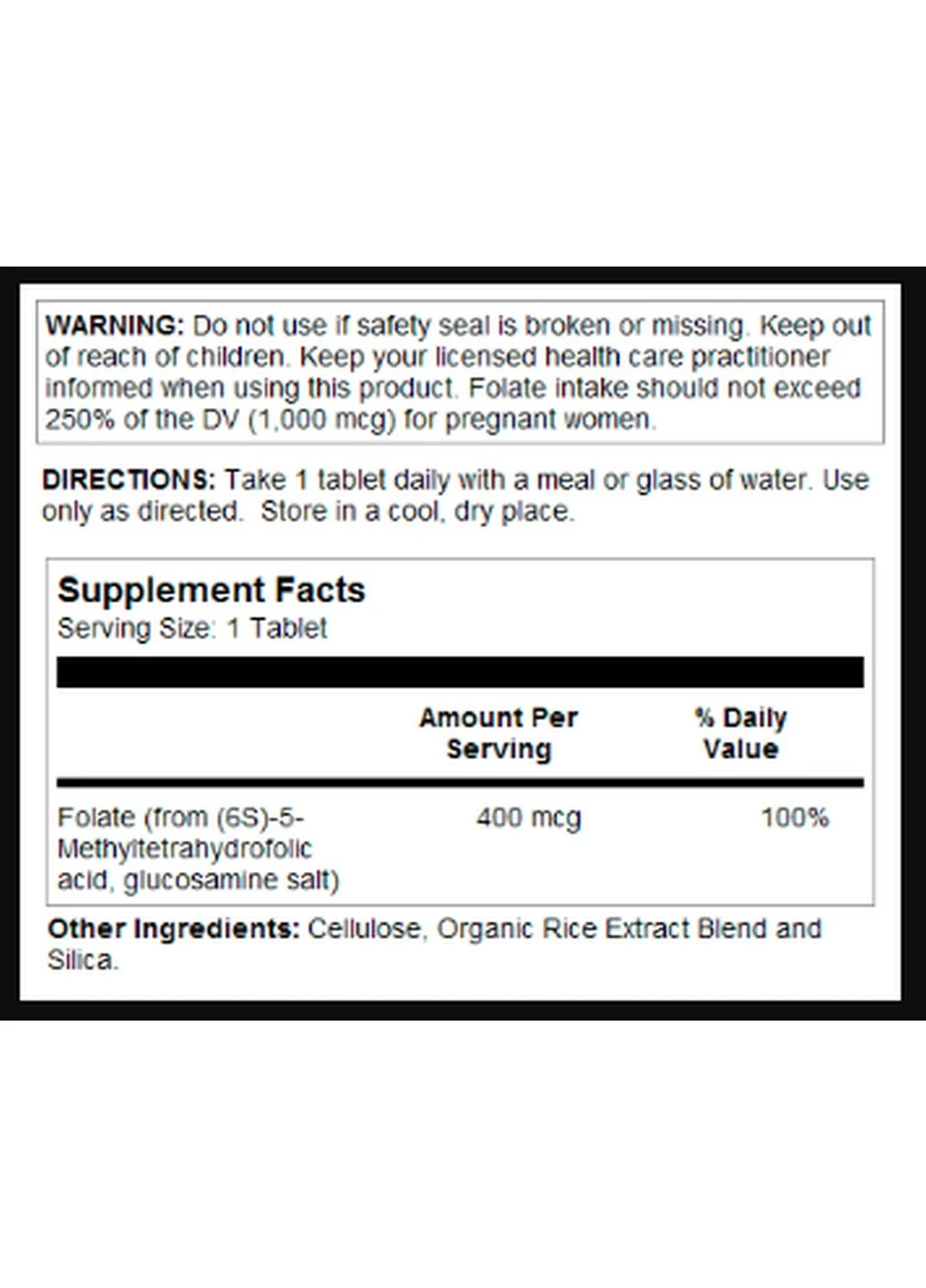 Харчова добавка Methyl Folate 400mcg - 90 tabs KAL (296189892)