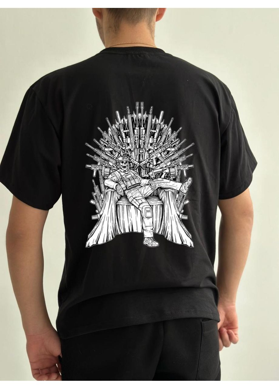 Черная футболка милитари трон,унисекс, цвет черный, размеры xxl No Brand