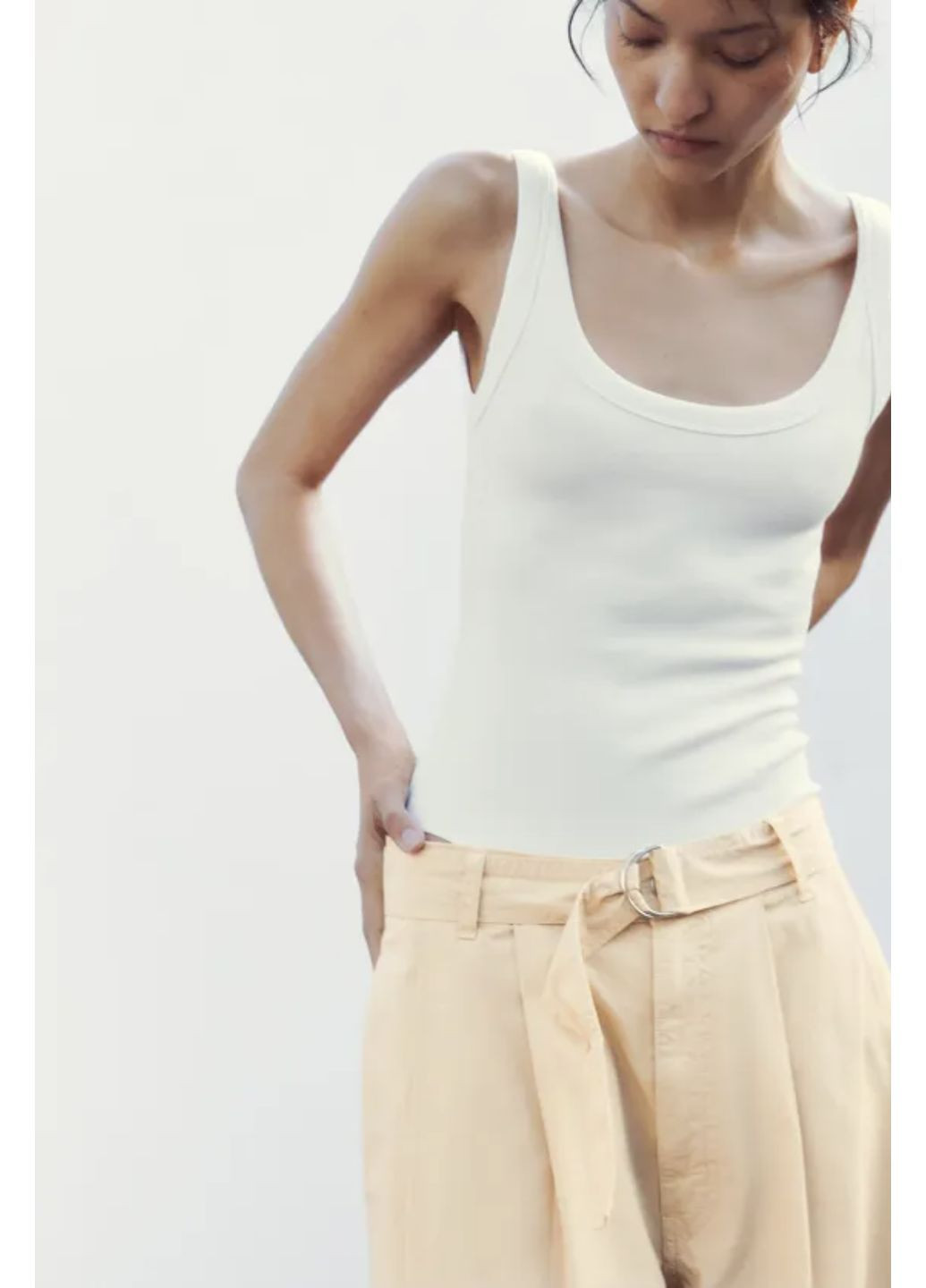 Стильные широкие брюки с поясом Zara широкі брюки палацо з паском (362680581)