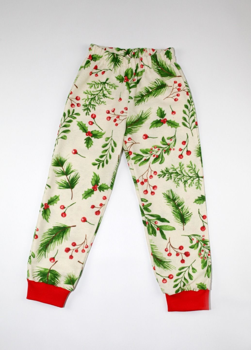 Комбинированная зимняя пижама детская фланелевая ягодная зима свитшот + брюки Мавка
