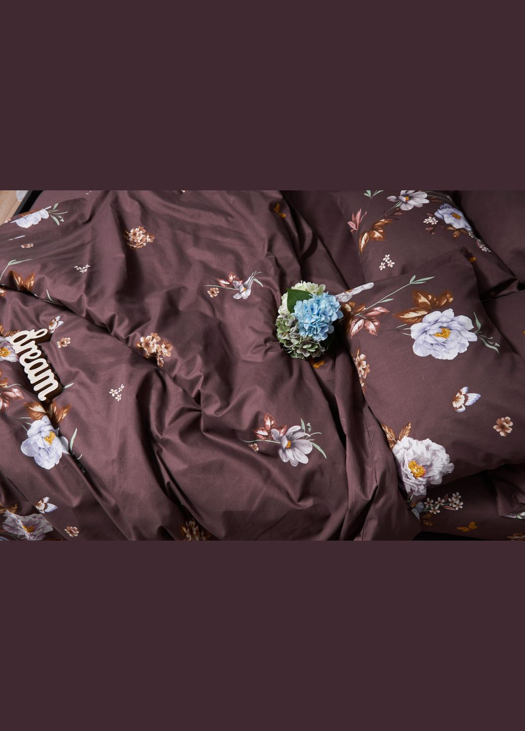 Комплект постельного белья Микросатин Premium «» двуспальный 175х210 наволочки 4х70х70 (MS-820005014) Moon&Star Floral Mocha (293147934)