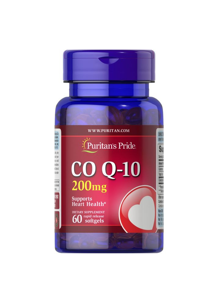 Коэнзим Q-10 для сердца 200 мг 60 софт гелевых капсул Puritans Pride (367957598)
