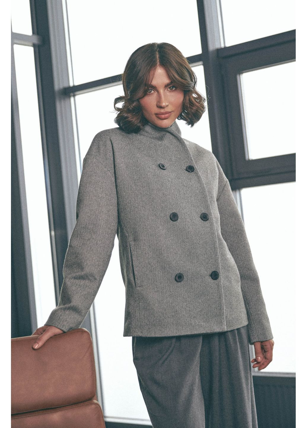 Сіре демісезонне Пальто 2260.6259 Seventeen