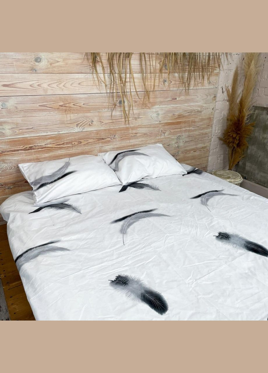 Гіпоалергенна постільна білизна Полуторний 150х210 наволочка 50х70 2шт Біло-сірий (П4К-LAP-policot-006) No Brand (342097360)