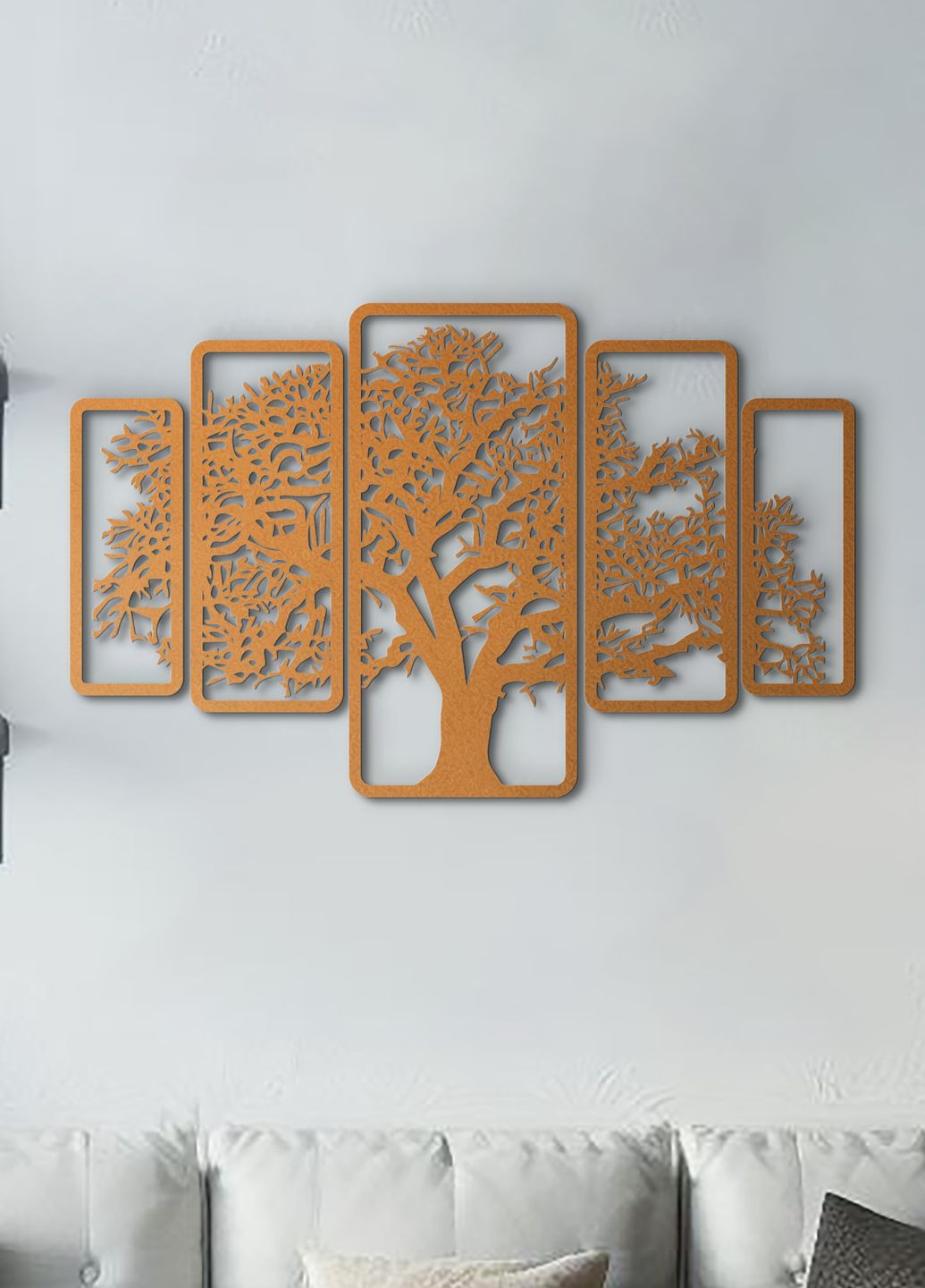 Настенный декор для дома, картина лофт "Дерево картина из 5 частей", декоративное панно 40х65 см Woodyard (292113369)