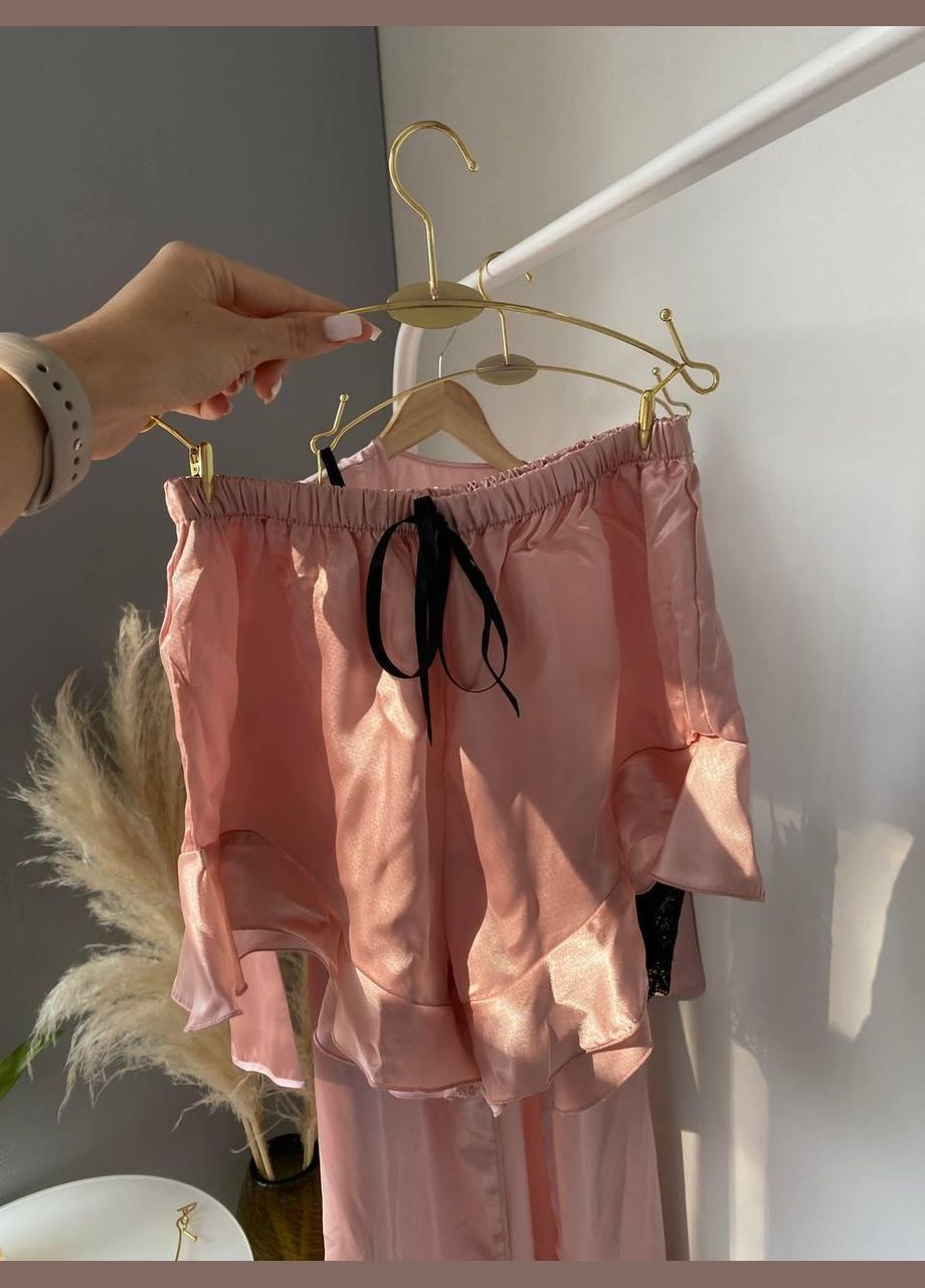 Розовая всесезон женская пижама тройка 2516 (розовая 3-я) No Brand