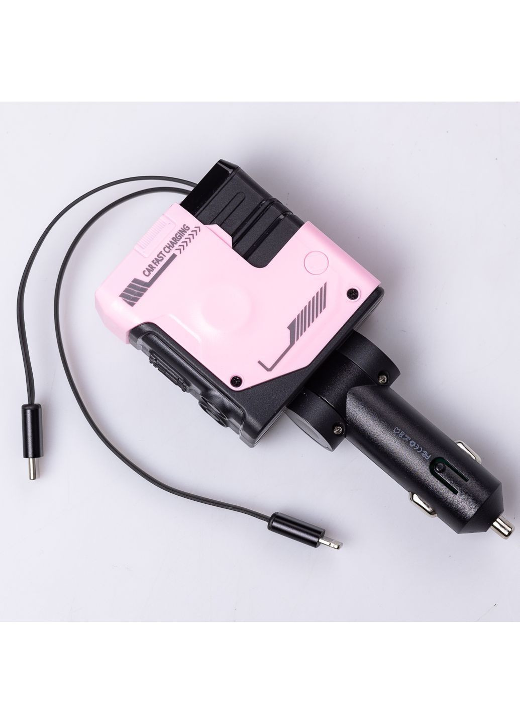 Автомобільний зарядний пристрій 4 в 1 з висувним кабелем, рожевий Shenzhen HP-A1P No Brand (363978465)
