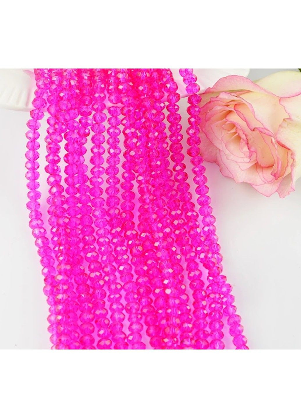 Бусина Рондель 6*4 мм, колір- малиновий, 1-нитка ≈87-90 шт No Brand (303138594)