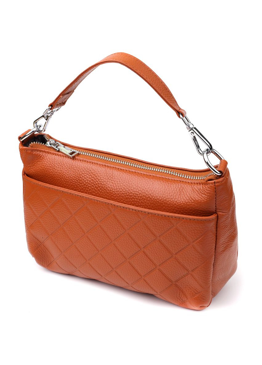 Жіноча сумка з натуральної шкіри з двома ремінцями 22929 Рудий Vintage (351508212)