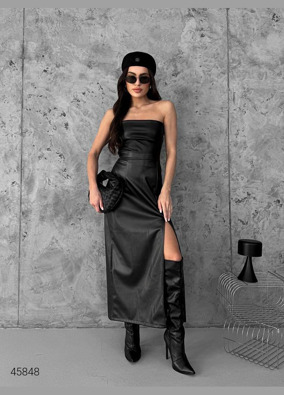 Спідниця міді з екошкіри на флісі Liton (316220713)