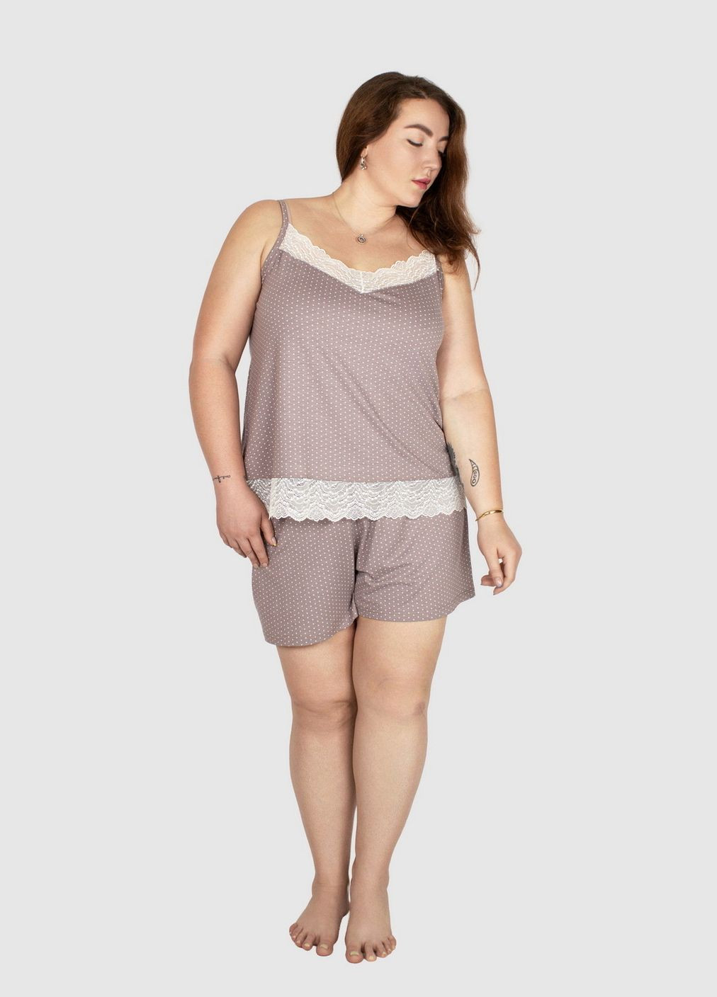 Світло-бежева всесезон піжама жіноча майка + шорти N.EL.