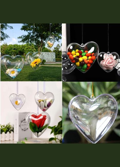 Заготовка разъемная Сердце, для декора, акрил, 8х8х4,5 см, прозрачная No Brand (341731121)