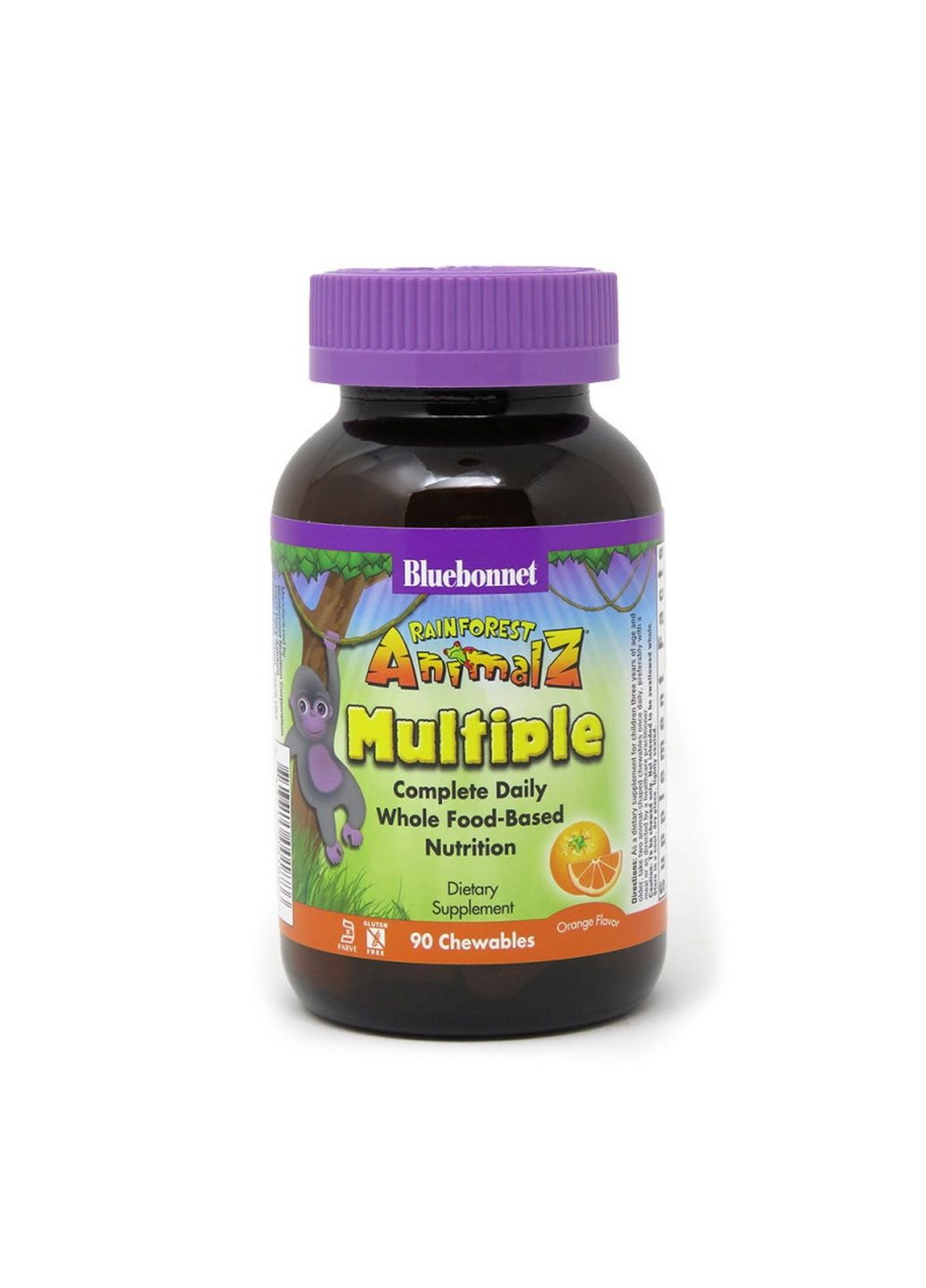 Витамины и минералы Rainforest Animalz Multiple, 90 жевательных таблеток Апельсин Bluebonnet Nutrition (293341885)