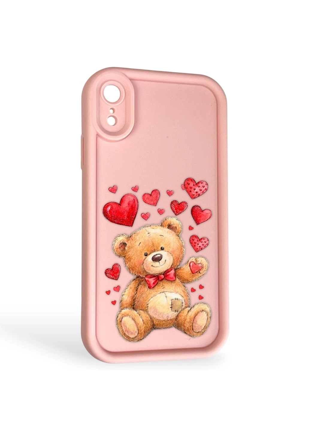 Чохол силіконовий Soft Touch з 3D принтом милий ведмедик для iPhone Xr рожевий (Повний захист камери) Apple (378972676)