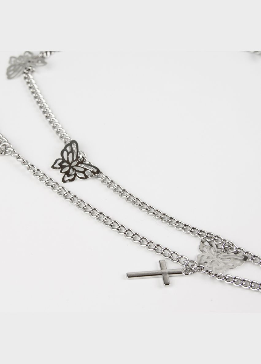 Ремінь з ланцюжком панк хрести шипи метелики чорний 110 см No Brand (335413983)