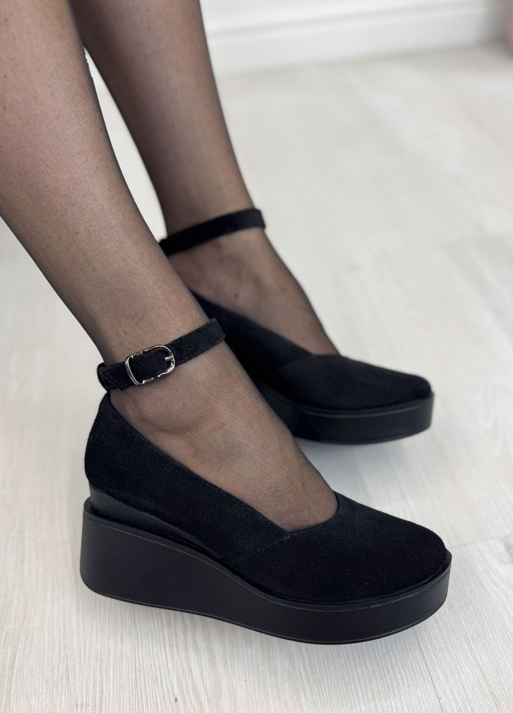 Vasha para Туфли женские замшевые на платформе. Цвет черный черный з натуральная замша, украина — (350880156)