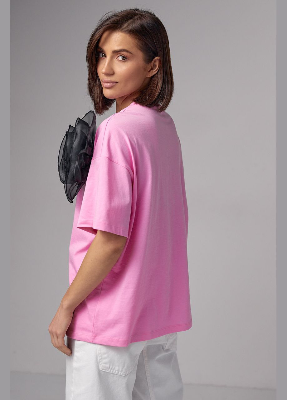 Розовая всесезон трикотажная футболка No Brand