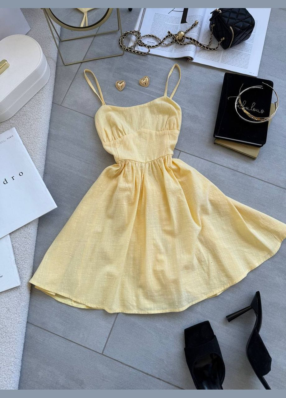 Жовтий повсякденний, пляжна жіноча сукня з відкритою спиною Avanti однотонна