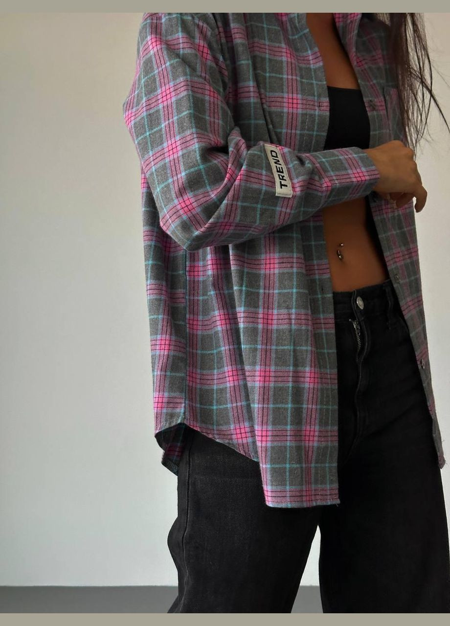 Розовая кэжуал рубашка в клетку JUGO с длинным рукавом