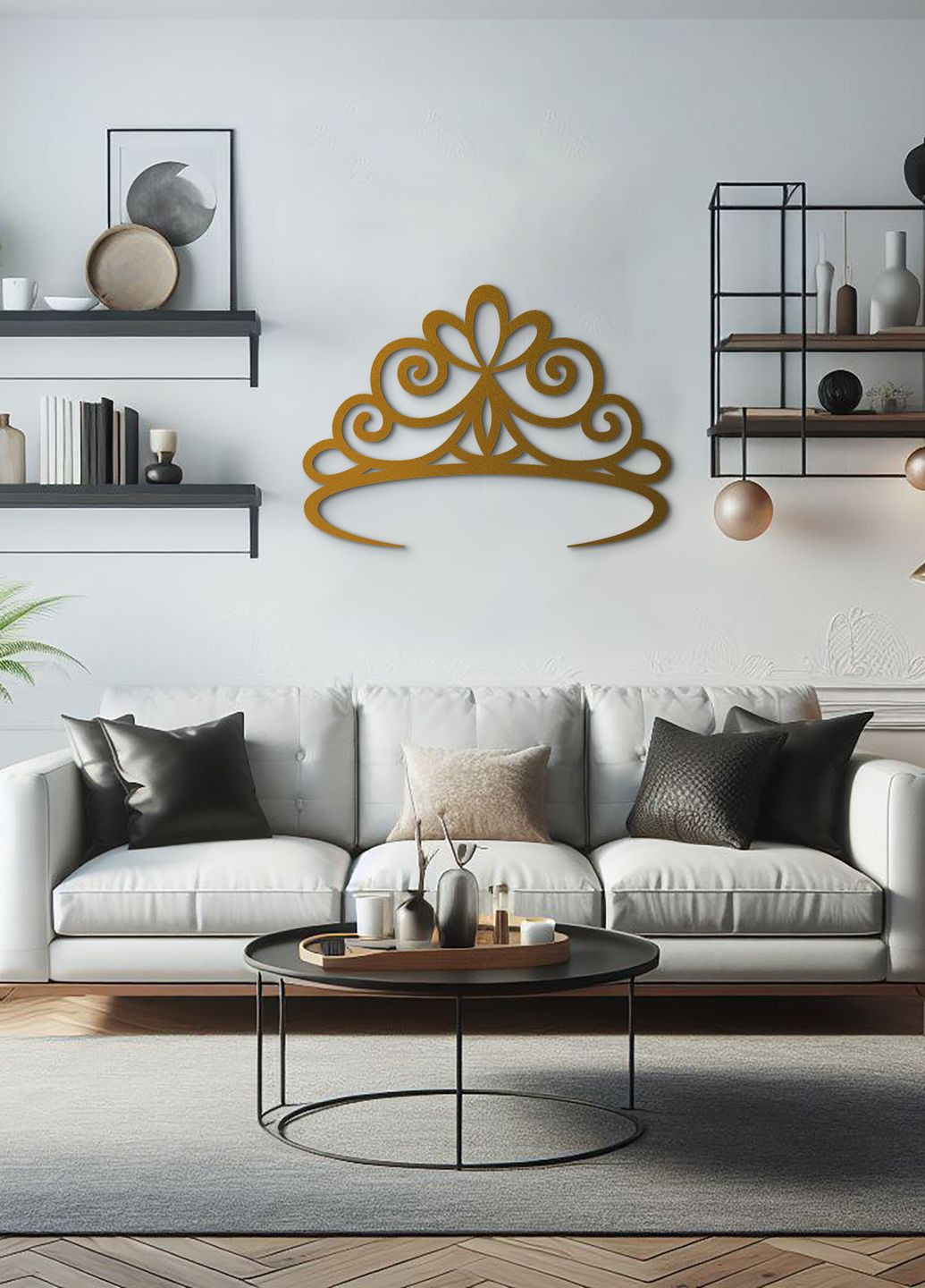 Декор для комнаты, деревянная картина на стену "Корона принцессы", оригинальный подарок 95х65 см Woodyard (292013133)