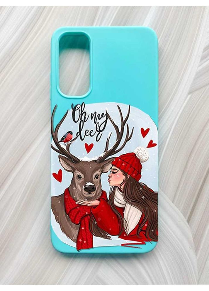 Матовий бірюзовий чохол на Samsung Galaxy A05s (A057) Дівчина та олень (принт 190) Creative (355387124)