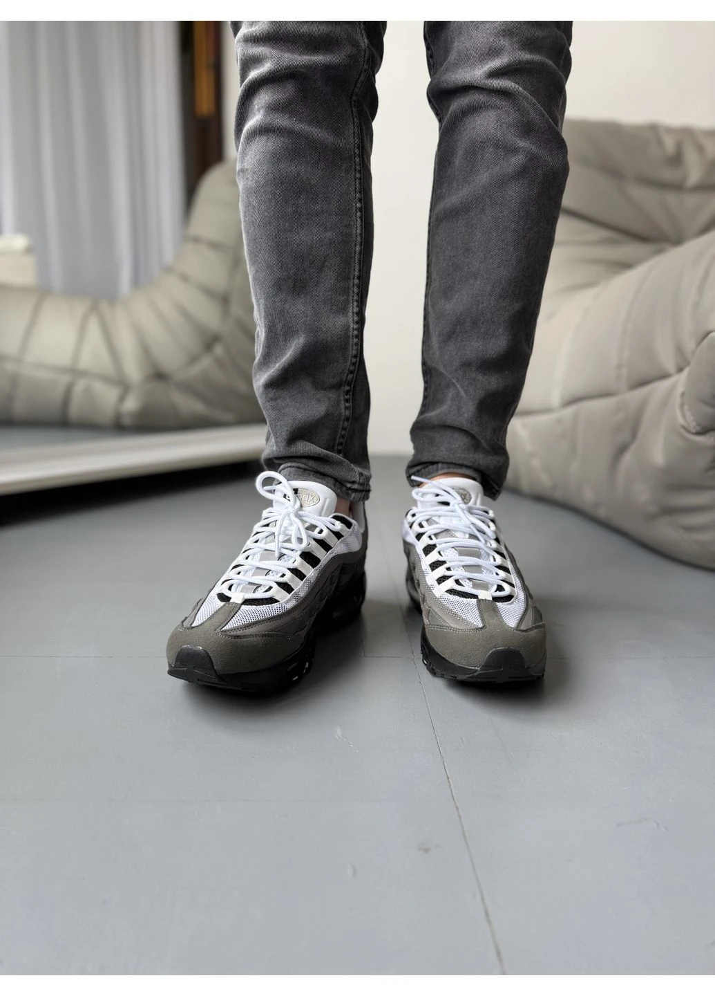 Белые летние кроссовки nike air max 95 dark grey white найк аир макс 95 No Brand