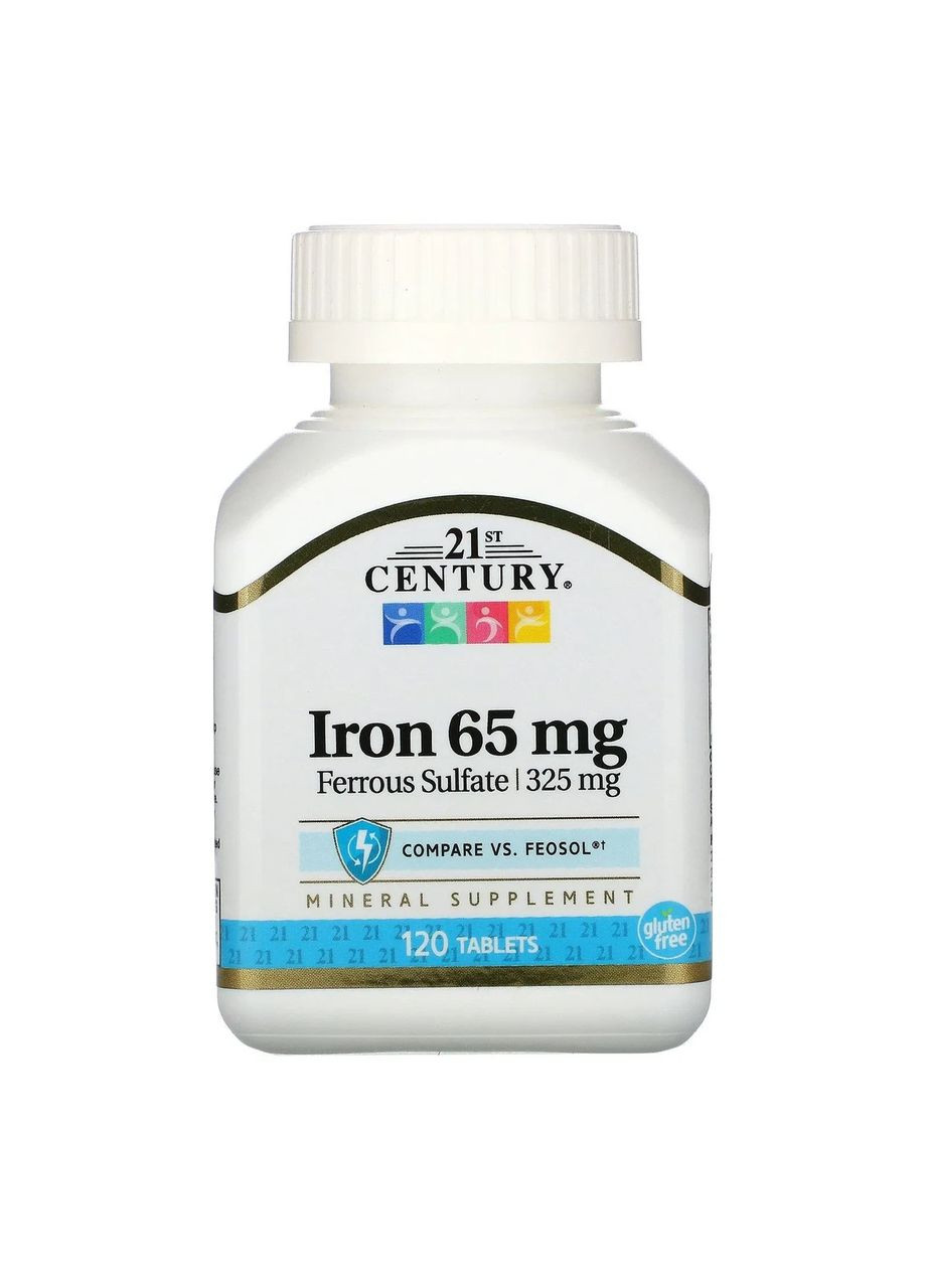 Железо,, 65 мг, 120 таблеток 21st Century (369609394)