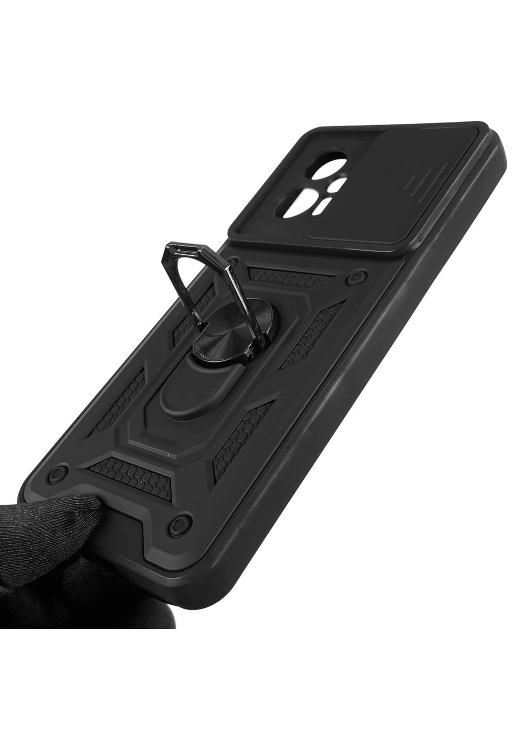 Чохол для POCO X4 GT броньований з кільцем зі шторкою на сяомі поко х4 гт чорний rg1 Xiaomi (366019500)