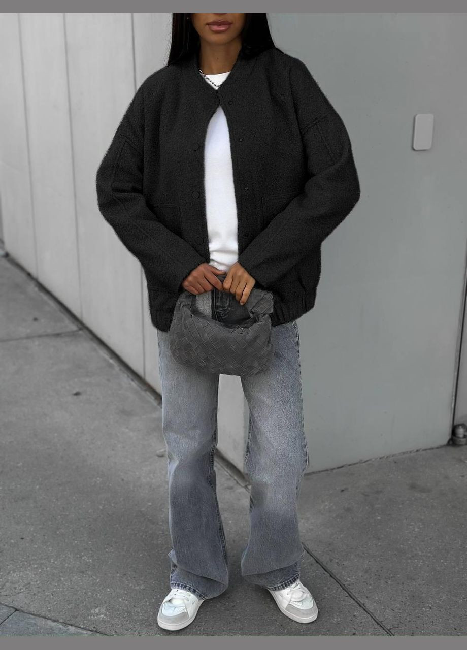 Бомбер жіночій - зручний та стильний, з кишенями, на кнопках, без підкладу JUGO бейсбольний на кнопках (305064408)