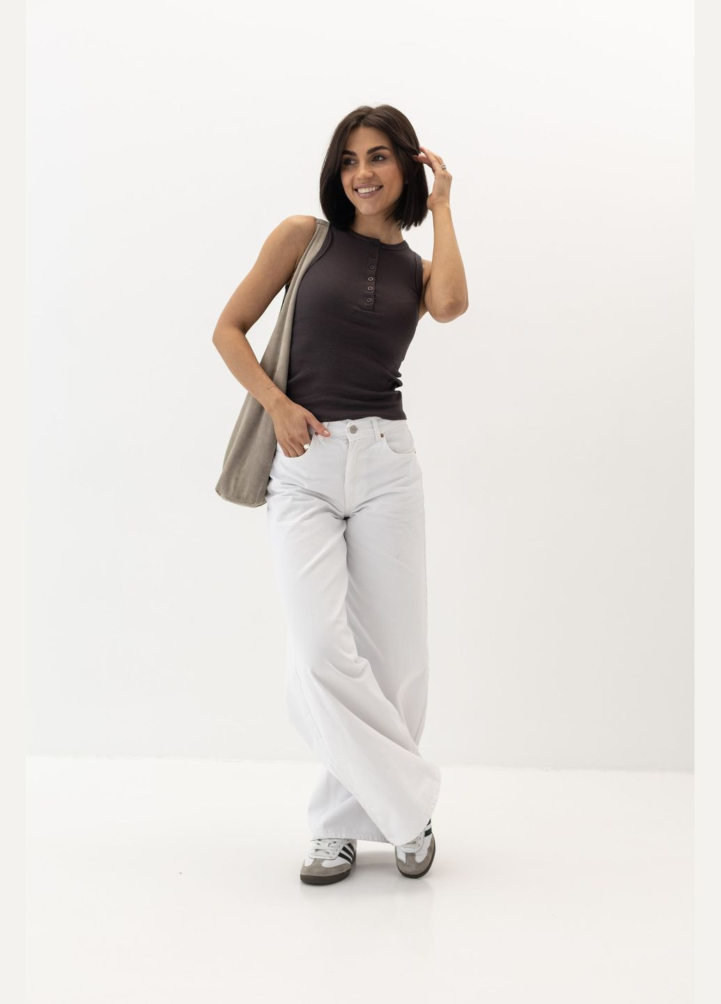 Майка в рубчик на пуговицах Lurex — 324828134