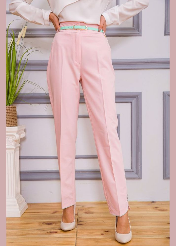 Классические женские брюки, розового цвета, с ремешком, Ager (266815997)