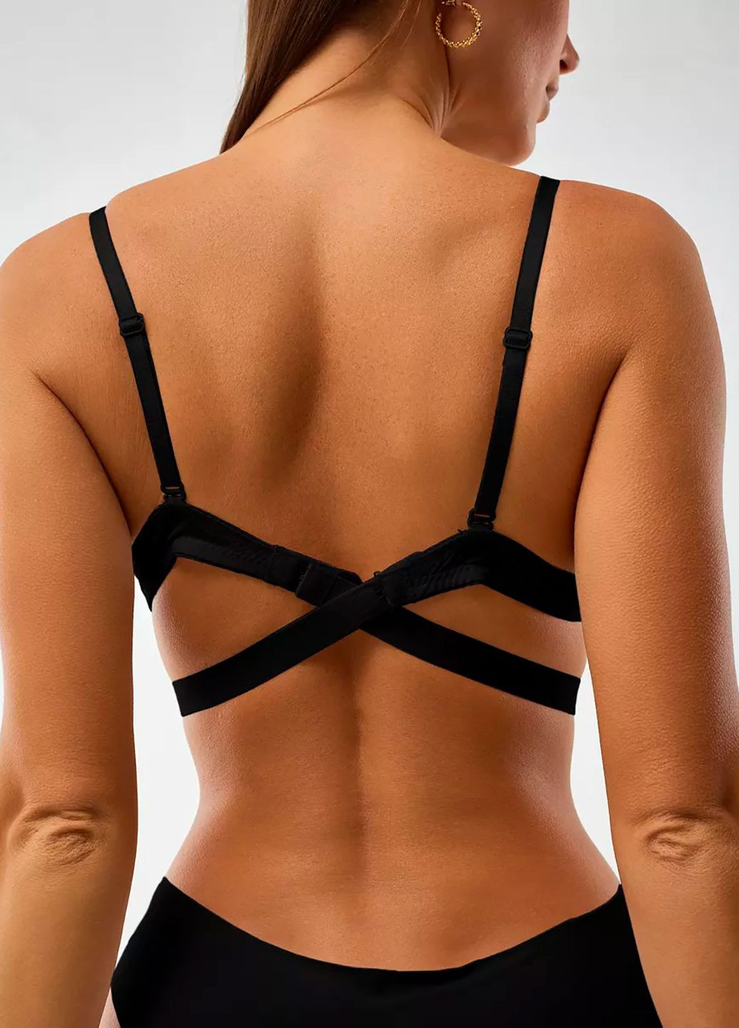 Чёрный базовый бесшовный бюстгалтер-трансформер Veronica с косточками