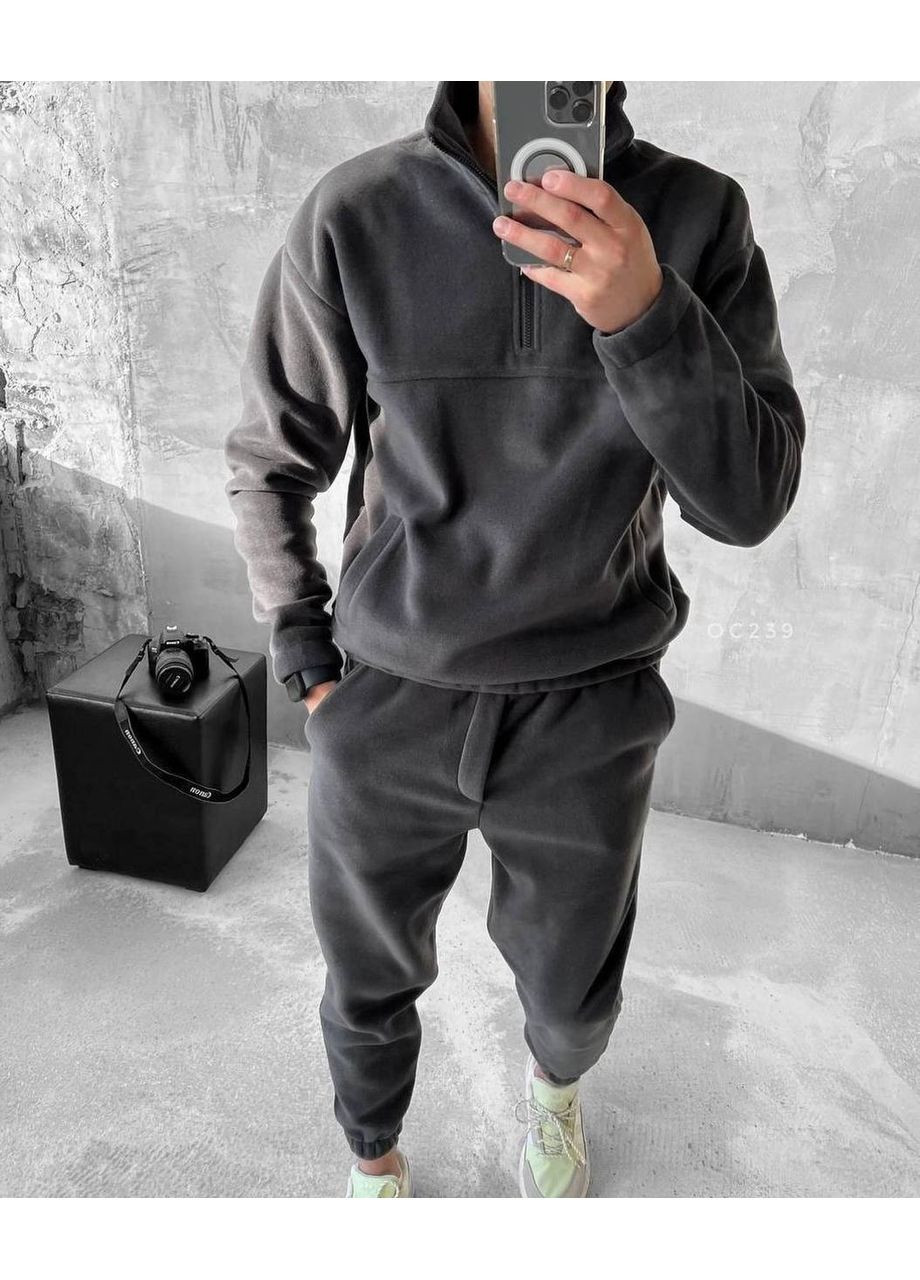 Сірий костюм двосторонній фліс туреччина,штани та кофта Україна