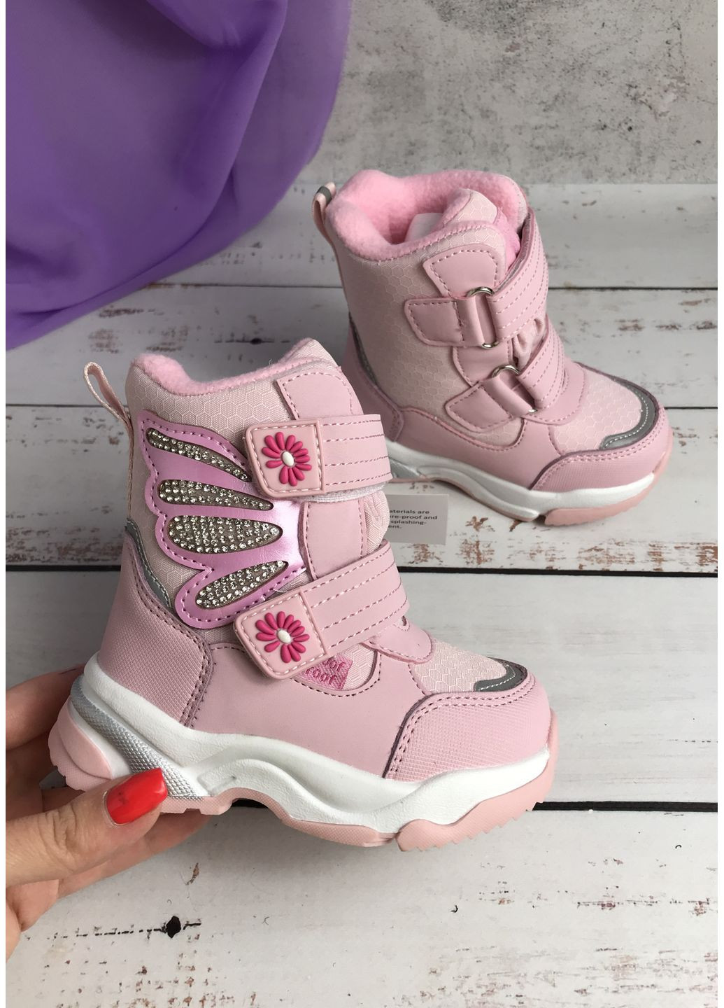 Розовые повседневные зимние ботинки зимние детские на девочку том.м розовый (743) Том.М