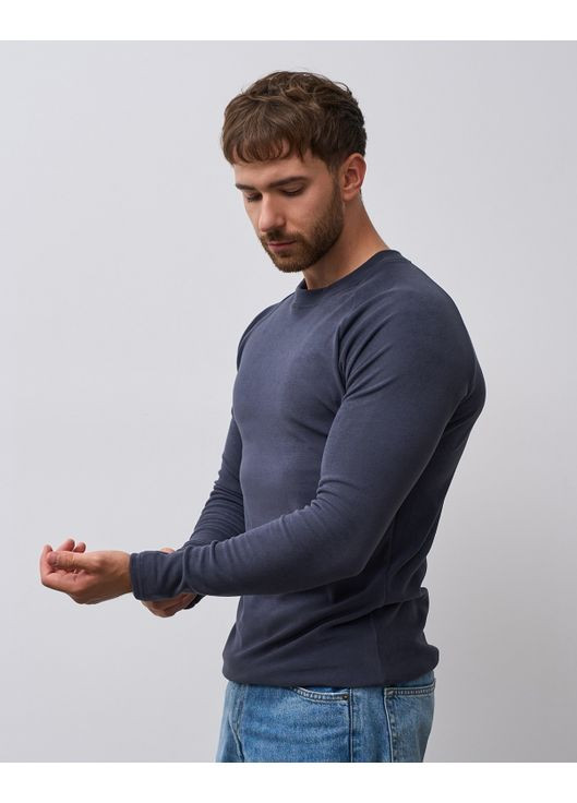 Лонгслів із утепленого еластику ISSA PLUS однотонний темно-сірий повсякденні, кежуали поліестер